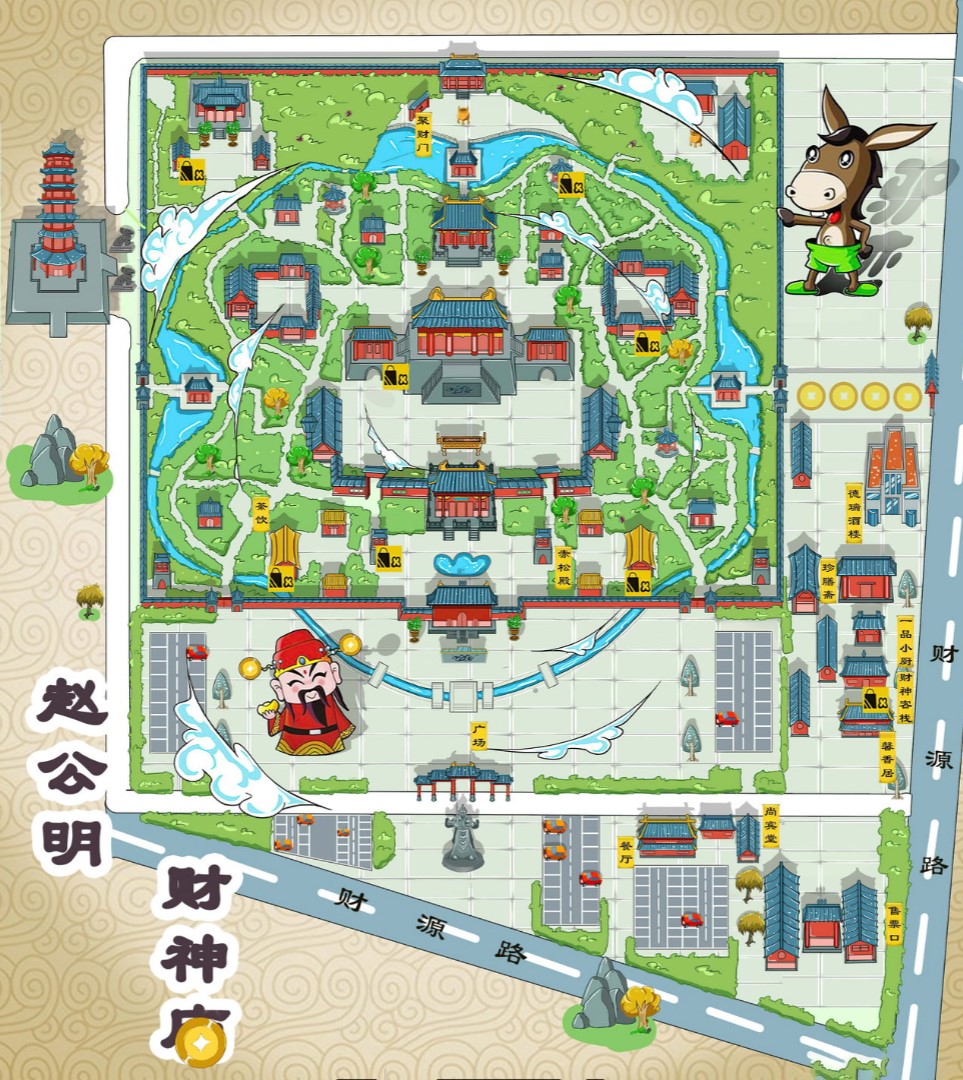 泉州寺庙类手绘地图